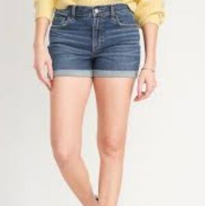 🔷5/$25 Old navy girlfriend blue denim jean shorts cuffed bottoms size 12